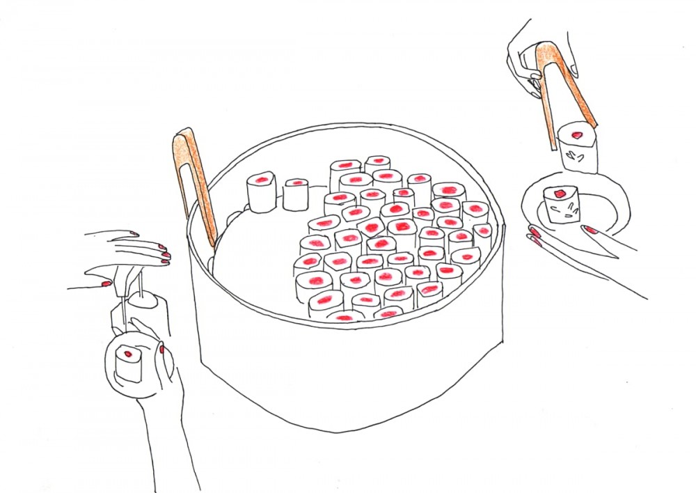 Illustration dégustation makis et sushis